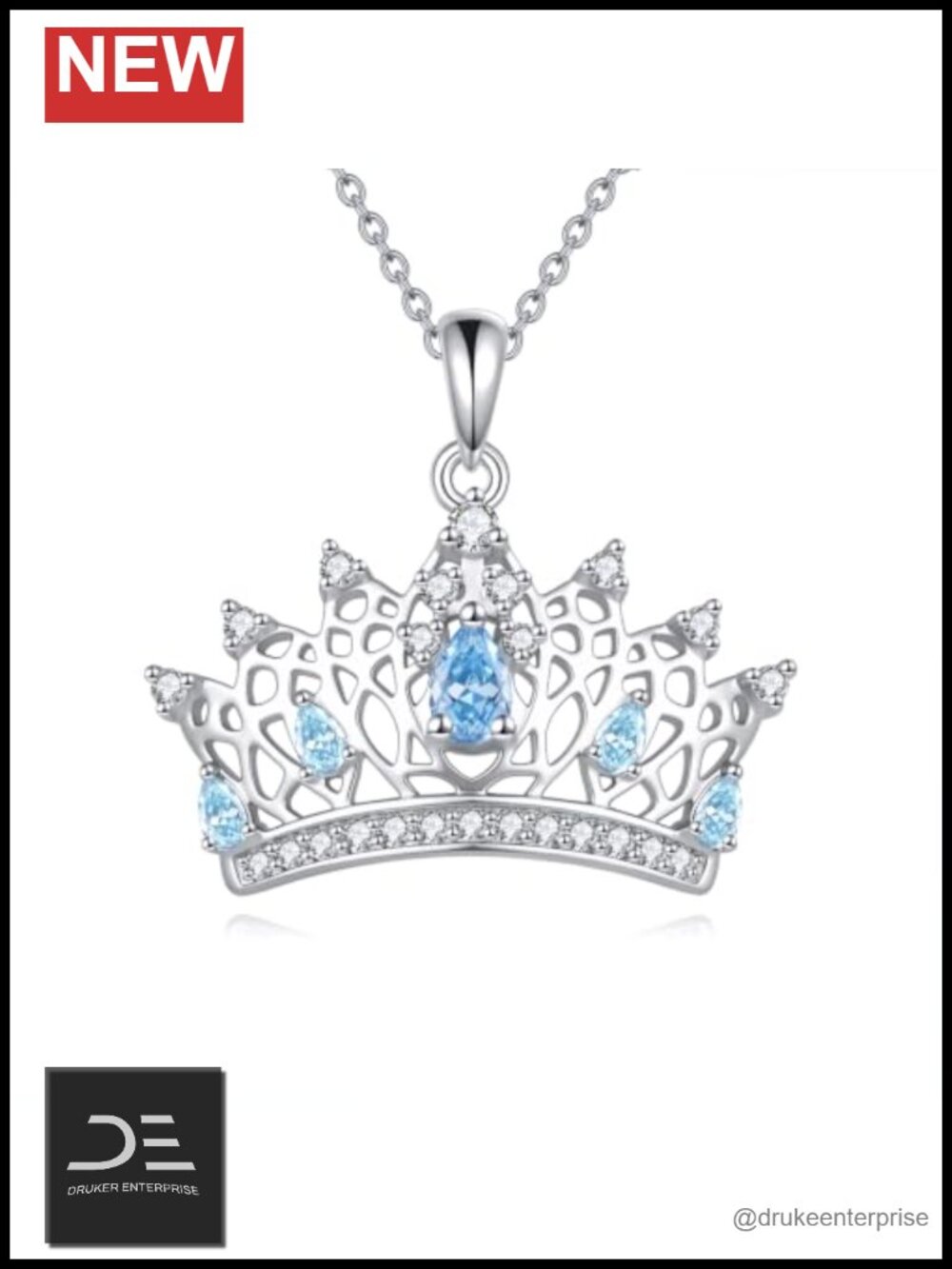 925 Sterling Silver Pendant Necklace Blue Zircon | Gift for Her